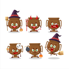 Halloween expression emoticons with cartoon character of bronze trophy