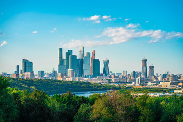 city, russia, architecture, moscow, building, cityscape, hill, landscape, view, sky, river, skyscraper, sparrow, travel, panorama, urban, russian, landmark, outdoor, tree, tower, green, summer, sparro