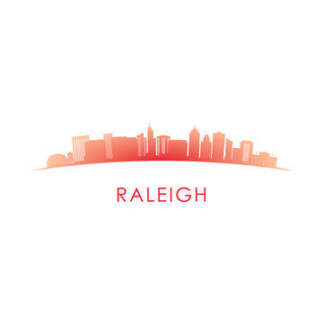 Raleigh skyline silhouette. Vector design colorful illustration.