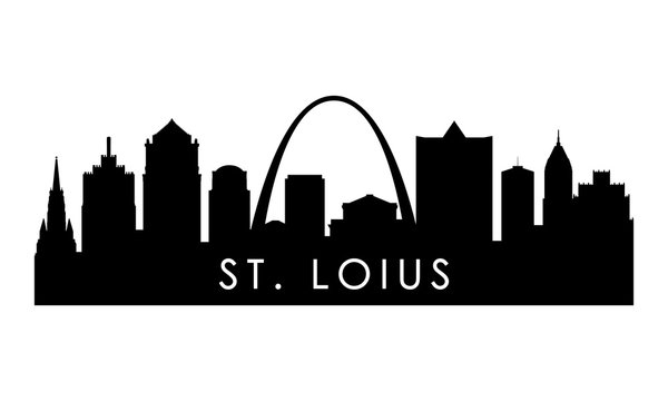 St.Louis skyline silhouette. Black St.Louis city design isolated on white background.