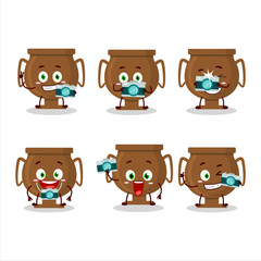 Photographer profession emoticon with bronze trophy cartoon character