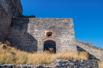 Remains of gate & walls inside Kars Castle (Turkey). Entrance leads to watch house or military...