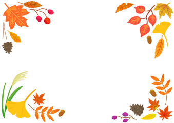 秋の紅葉した葉っぱのフレーム