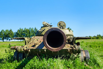 The barrel of a former battle tank aimed straight at the camera