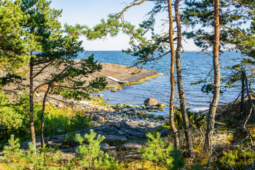 Coastal view of The Island Lokgrund in summer, Kirkkonummi, Finland