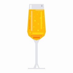 Full champagne glass, pixel flat design