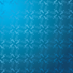 blue background with bended music notes  -  vector decorative musical pattern