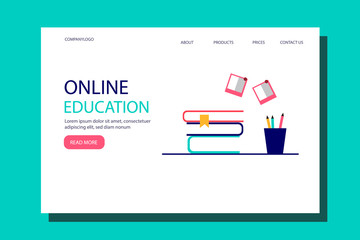 E-learning, online education at home.  illustration for web banner, print, infographics. 