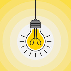Idea. idea bulb. Energy and idea symbol. Concept of idea on yellow background Vector illustration