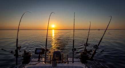 August fishing evening on the Swedish lake