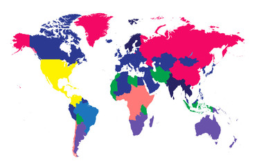 Fototapeta na wymiar World map Info graphic, colorful borders