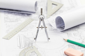 Student stationery such as pencils, erasers, rulers and compasses