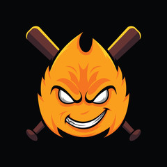 fireball baseball vector illustration