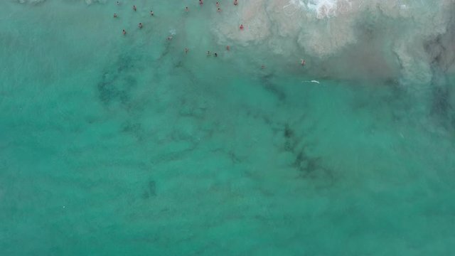 Flying a drone over the beach of Cala Agulla in the northeast of the island of Majorca Spain
