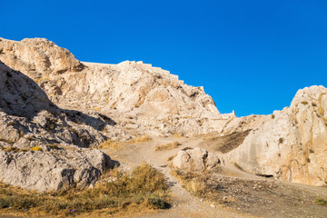 Remains of eastern entrance to Van Fortress, Van, Turkey. Fortress was found in 9 century BC by Urartians. Now it became favorite place for walking among locals & popular destination for tourists