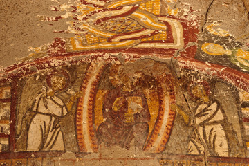 Iglesia Yilanli ,siglo IX, ( Iglesia de la serpiente).Valle de Ihlara.Capadocia.Anatolia central.Turquia. Asia.