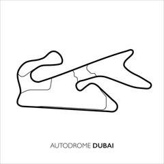 Dubai Autodrome circuit, Dubai. Motorsport race track vector map