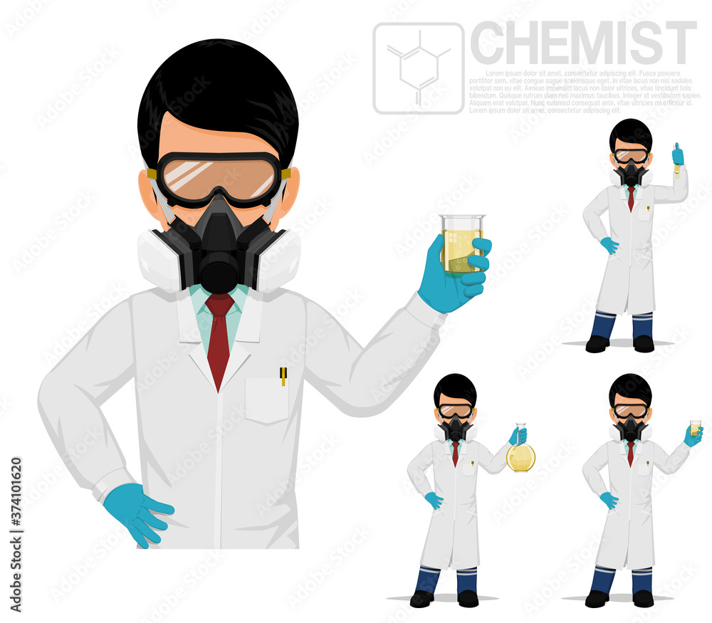 Wall mural Isolated chemist on white background