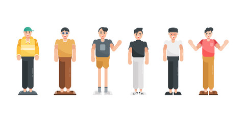 People character in flat design collection. Modern cartoon character in flat style. Vector illustration.