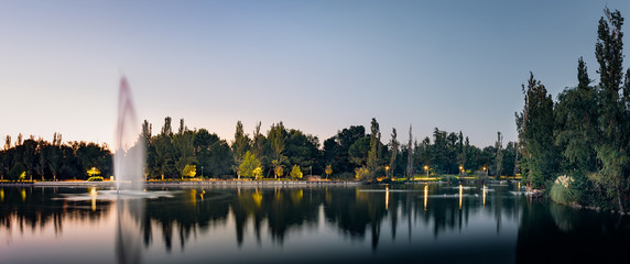 Naklejka premium Reflections on the park lake