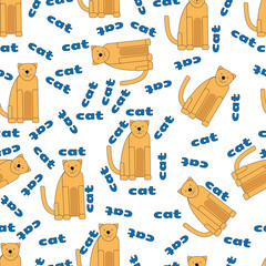cartoon seamless pattern with cute orange cats.
