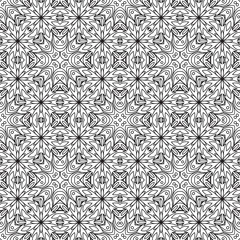 Fantasy seamless pattern with ornamental mandala. Abstract round doodle flower background. Floral geometric circle. Vector illustration.