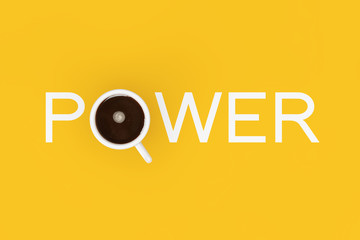 Cup of Black Coffe as Power Sign. 3d Rendering