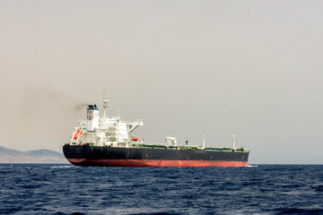 Cargo ship crossing the Strait of Gibraltar