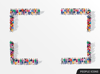 A large group of people in the form of square frame.