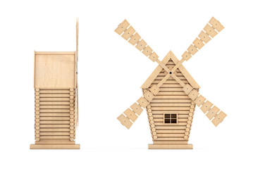 Old Wooden Windmill Farm. 3d Rendering