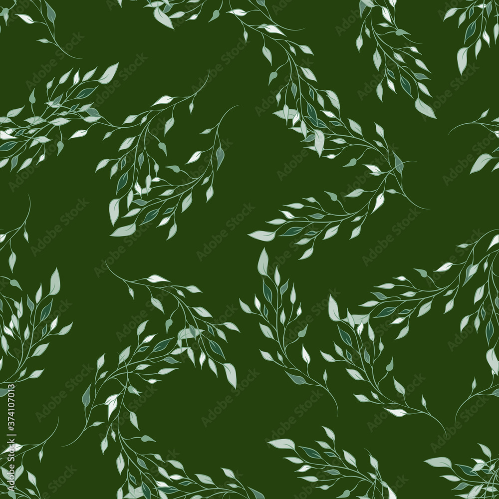 Poster seamless repeating autumn pattern of twigs and leaves