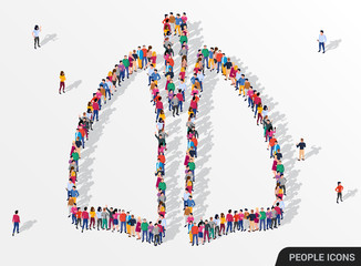 A large group of people in the form of a human lung. Medicine concept.