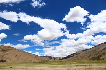 landscape with blue sky and clouds