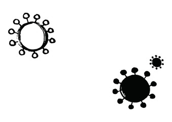 手描きの筆で描いたコロナのイラスト(線画)