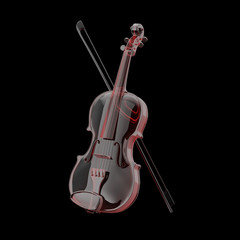 Classical  Violin of Glass with Bow. 3d Rendering