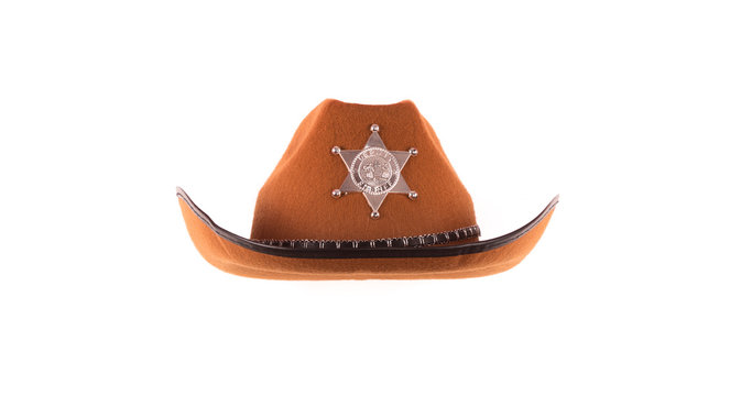 cowboy sheriff hat isolated on white background