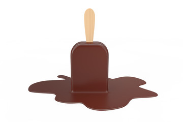 Delicious Chocolate Flavor Stick Ice Cream Melting. 3d Rendering