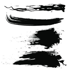 Vector brush strokes and smears in black color, expressive brush stroke