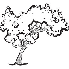 
Doodle design of wild tree, forest tree vector 

