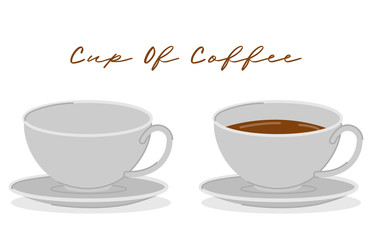Cup of coffee set on white background vector illustration cartoon design modern style 