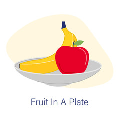 Fruit in plate on white background vector illustration cartoon flat design modern style 
