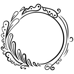 
Hand drawn circle decorative frame with floral border

