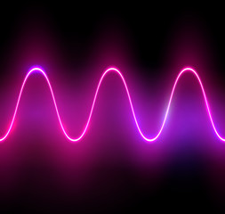 Naklejka na ściany i meble Realistic glowing neon sinus wave, vector illustration