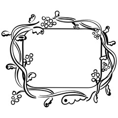 
Hand drawn circle decorative frame with floral border
