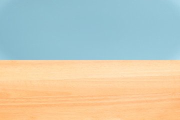 Two color walls texture for background, wood and lightblue