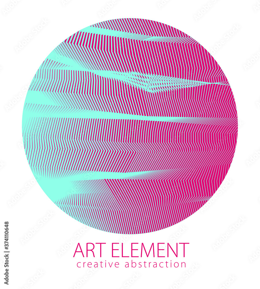 Aufkleber design artistic element of great lines surface texture in a shape of circle. vector abstract 3d pers