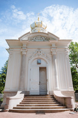 Fototapeta premium Orthodox Church in the style of classicism on a Sunny day against the sky, Saint Petersburg