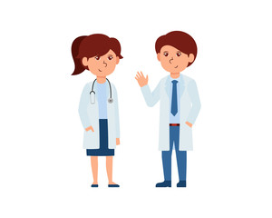 Fototapeta premium Cute illustration of two doctors, Medical doctor characters in cartoon style illustration