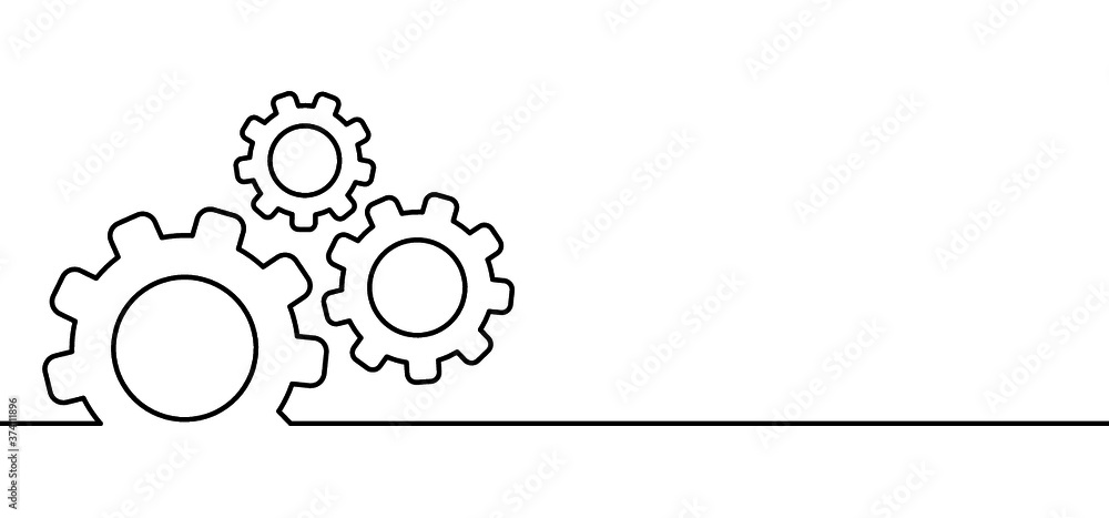 Wall mural cogwheels brain. think big ideas. gear mechanism settings tools template banner. funny vector cog si