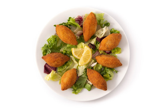 Traditional lebanese kibbeh isolated on white background